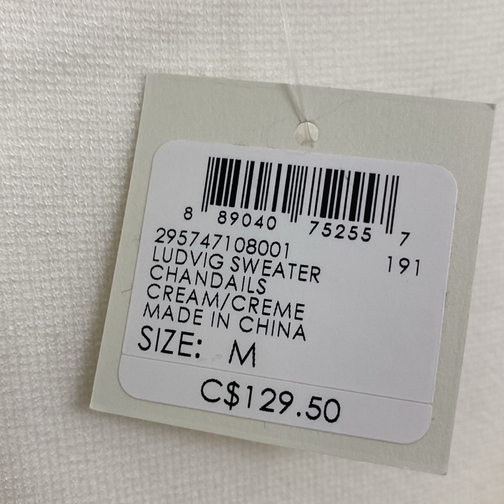 Club Monaco Ludvig Chandails Cream Sweater Top Size M - Picture 6 of 6